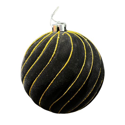 BLACK/GOLD XMAS BAUBLE 15CM