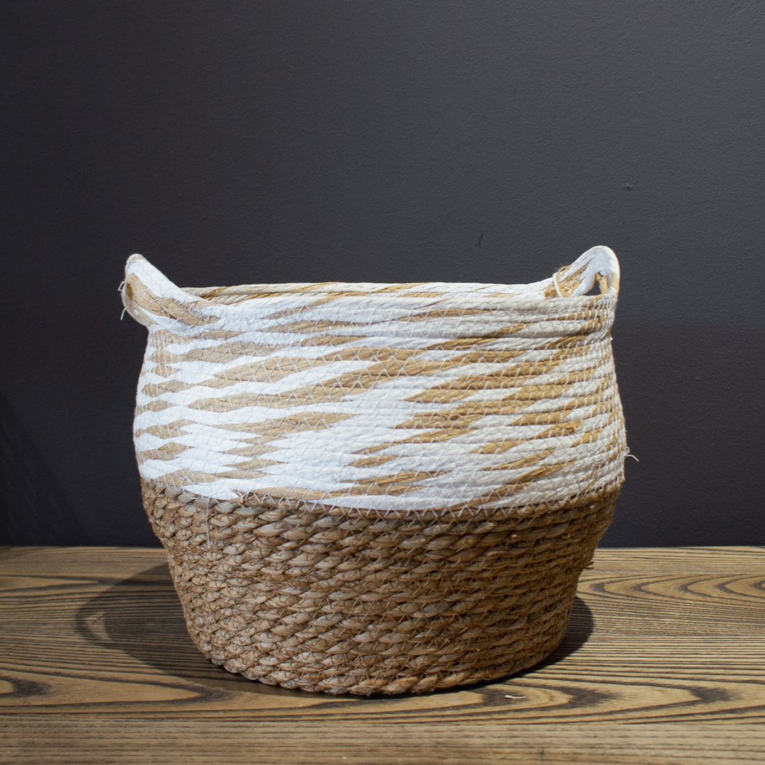 BROWN AND WHITE MIXED TOP BASKET MEDIUM