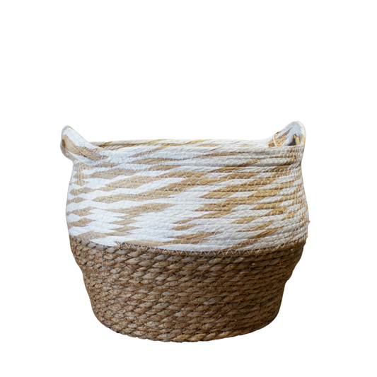 BROWN AND WHITE MIXED TOP BASKET MEDIUM