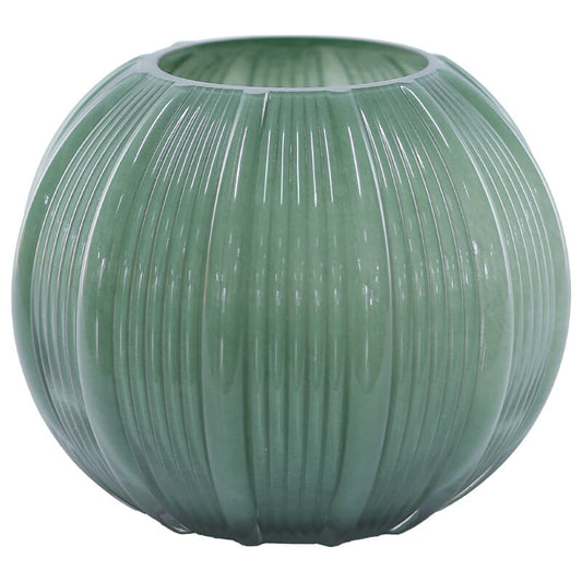 FERN GREEN STRIPE BALL VASE 16X20