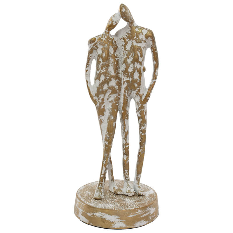 COUPLE FIGURINE GOLD/WHITE WASH