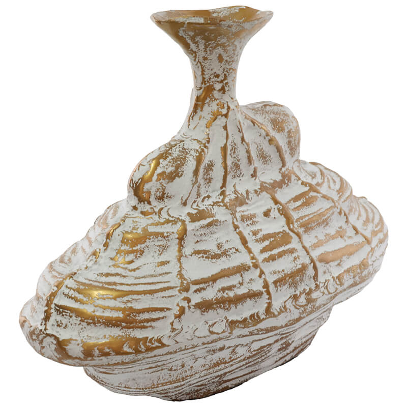 VASE OVAL GOLD/WHITE WASH