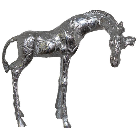 SILVER GIRAFFE LOOKING DOWN 19CM