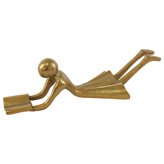 DECO GIRL READING GOLD 31X11X8CM