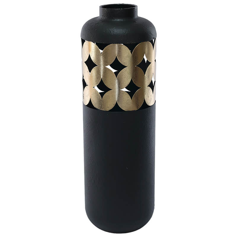 GOLD/BLACK TALL VASE 50CM