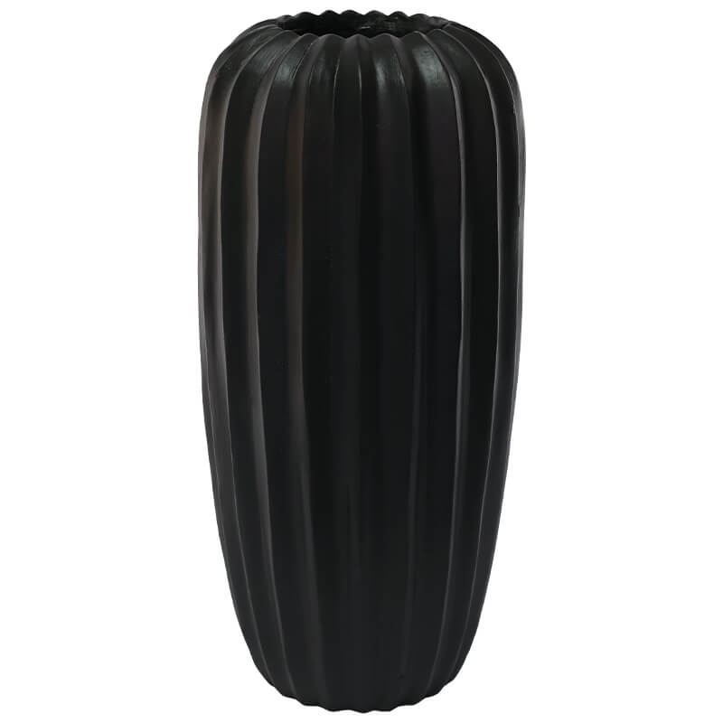 BLACK FACET VASE 50X24CM