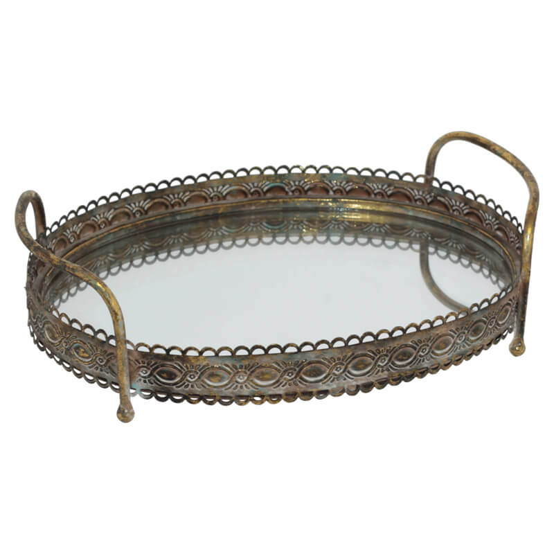 DECOR OVAL HANDLED TRAY 31X23CM