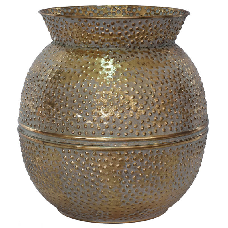DOTTED GOLD METAL VASE 31 CM