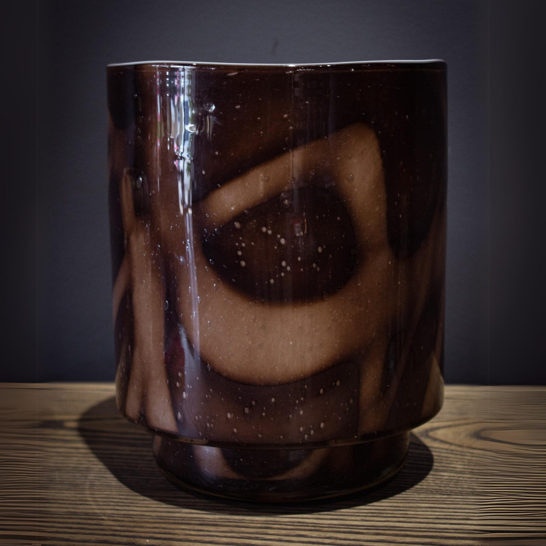 LUSTRE GLASS ZEBRA SWIRL VASE