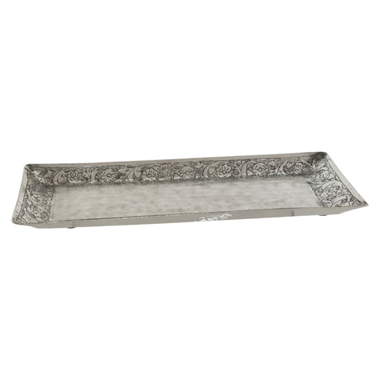 MOROCCAN RECT PLATE SILVER 40X20CM