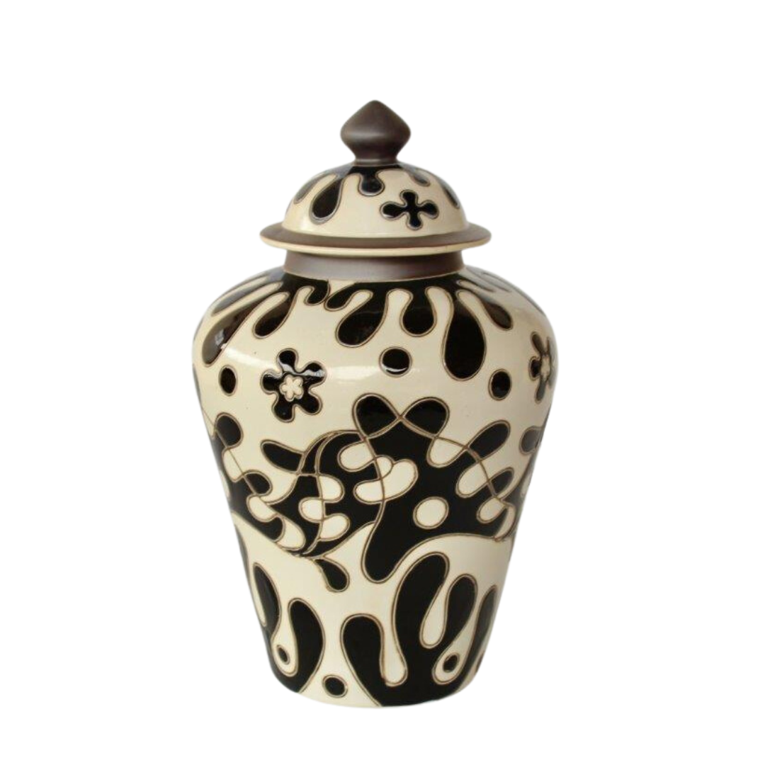 SMALL CREAM BLACK GREY GINGER JAR