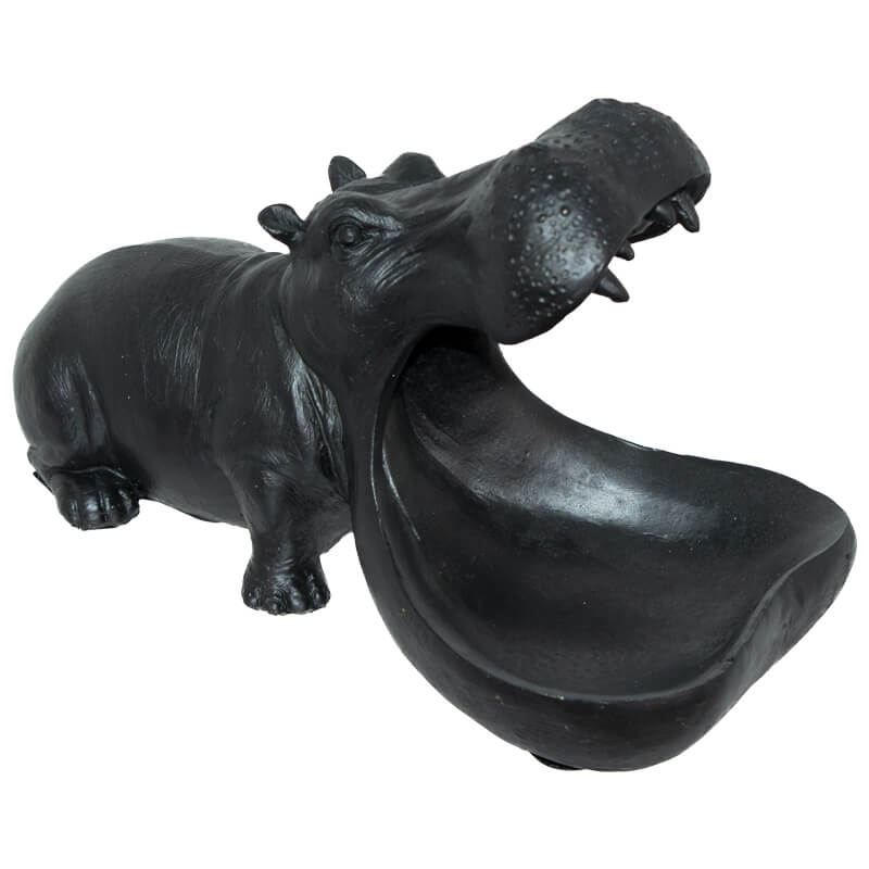 DECO HIPPO BLACK 28CM