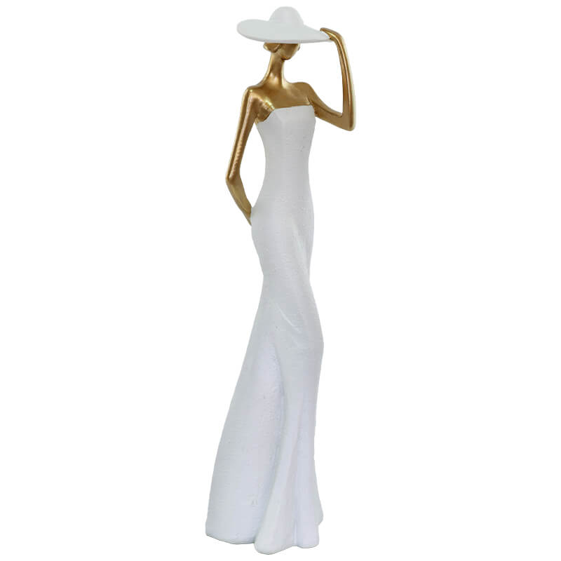 LADY WHITE DRESS HAND ON HAT 39CM