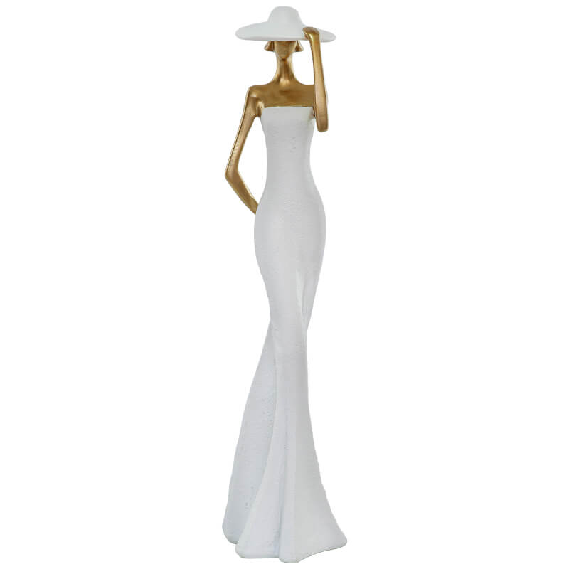 LADY WHITE DRESS HAND ON HAT 39CM