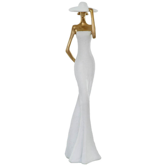 LADY WHITE DRESS HAND ON HAT 39CM