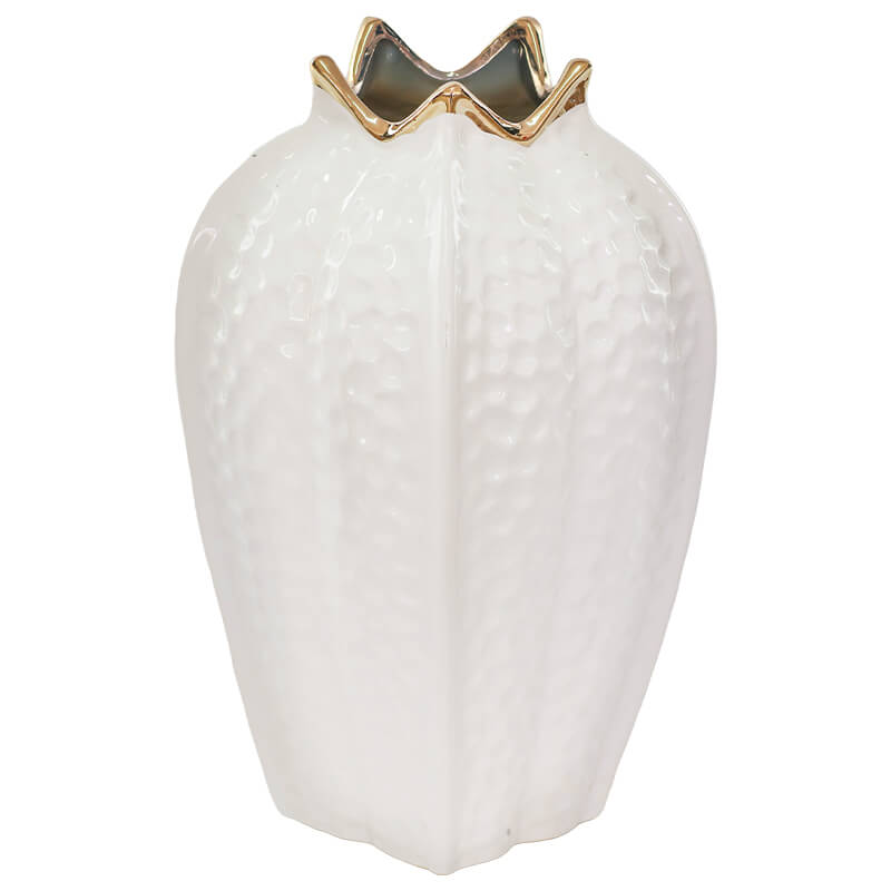 GOLD/WHITE POMEGRANATE VASE 38CM