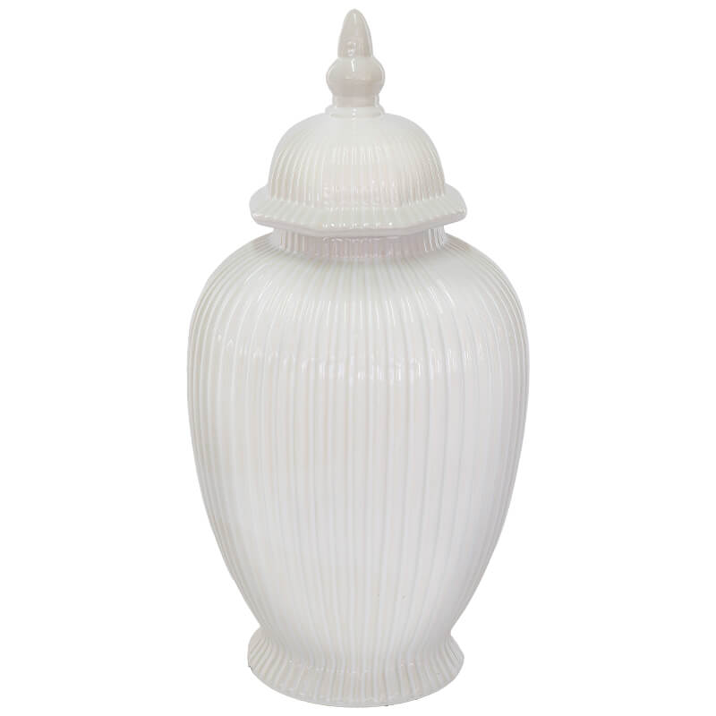 WHITE LINE GINGER JAR/LID 40CM