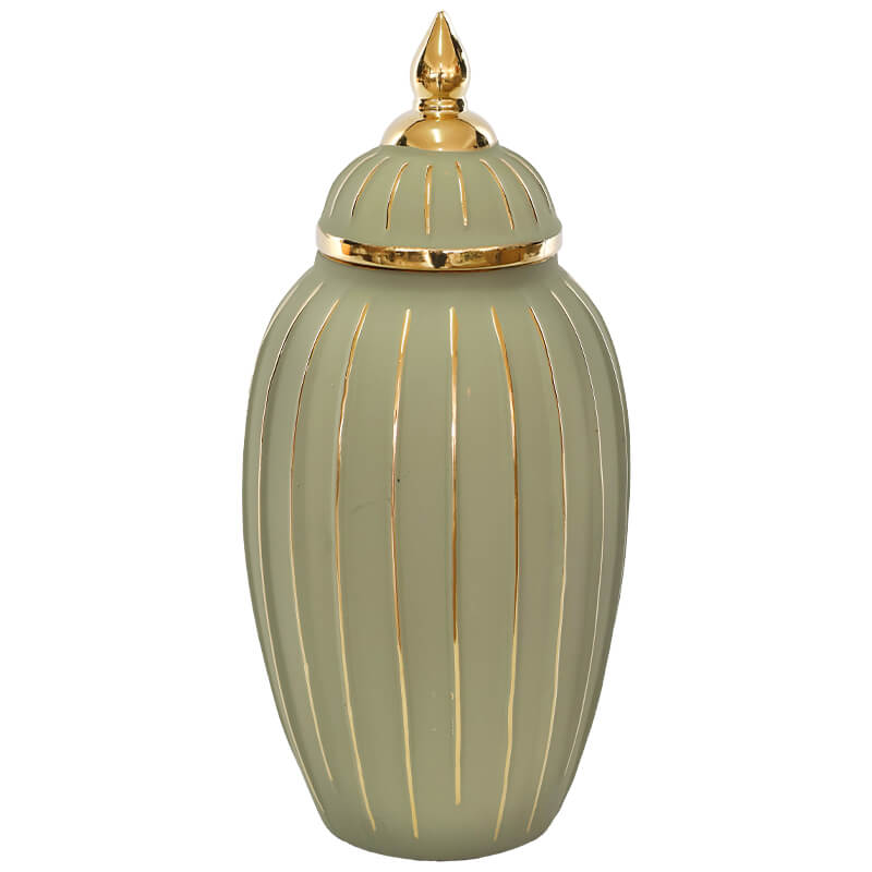 GOLD/SAGE GINGER JAR/LID 39CM