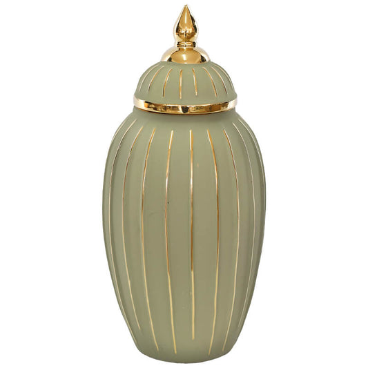 GOLD/SAGE GINGER JAR/LID 39CM