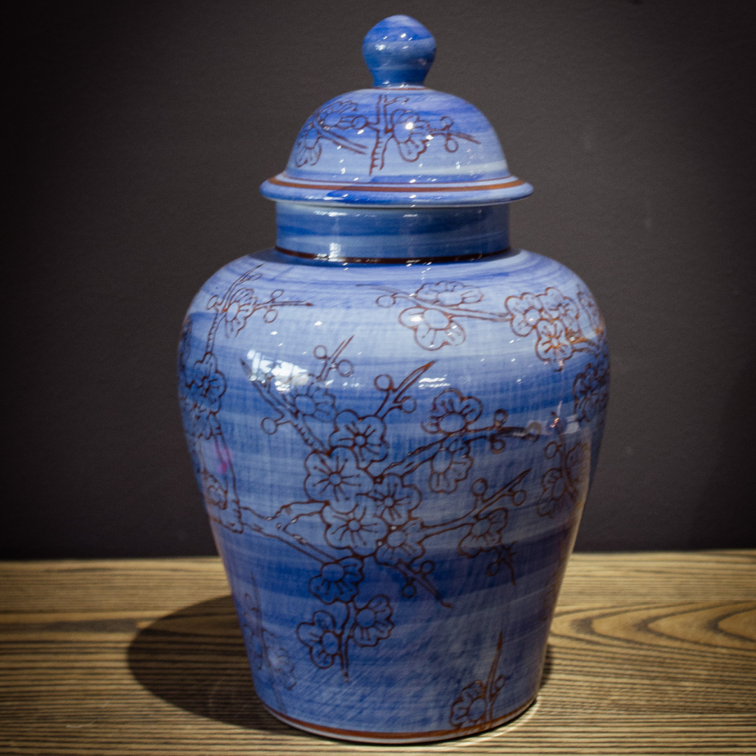 SML BLUE/BROWN GINGER JAR