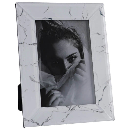 MARBLE GLASS PHOTO FRAME 21X16CM