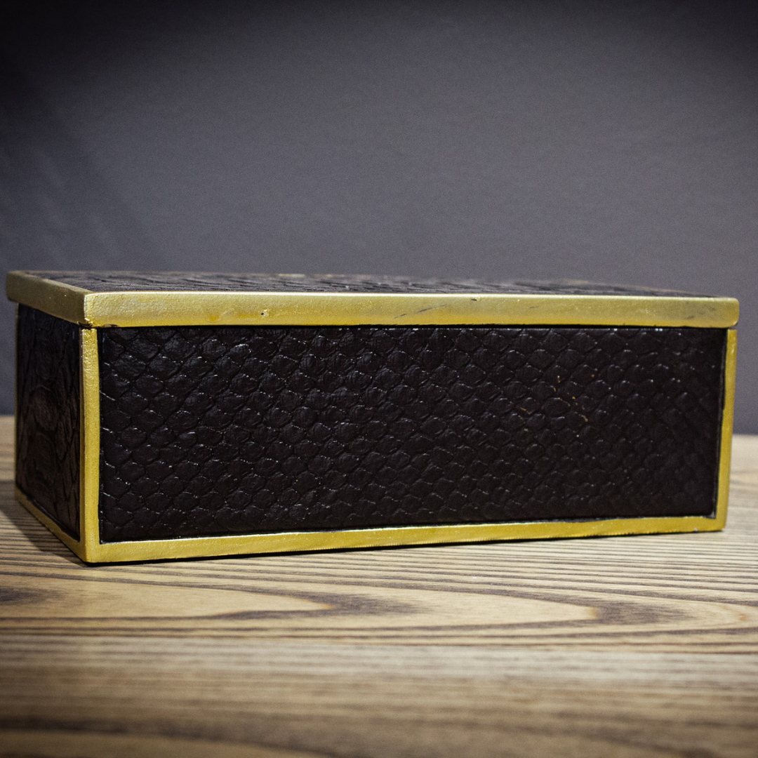 X CROCODILE BLACK BOX RECTANGLE BOX LRG