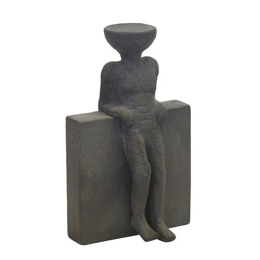 R CERAMIC STANDING STATUE GREY