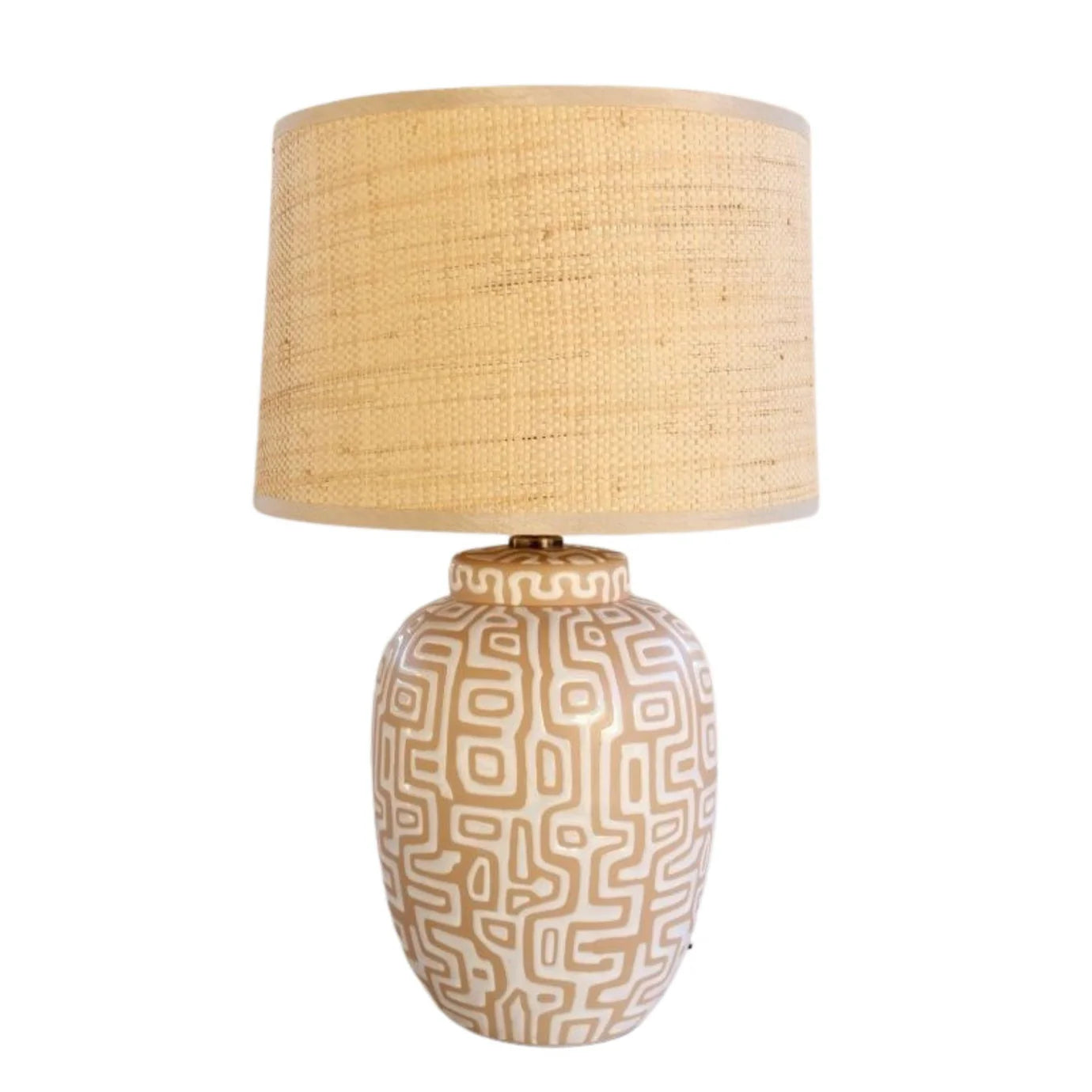 WHITE & CREAM LAMP BASE RATTAN SHADE