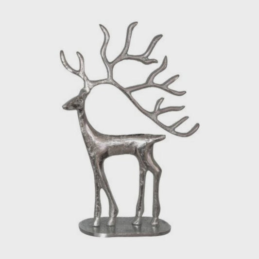 DEER SCUPLTURE MED 21X31CM SILVER
