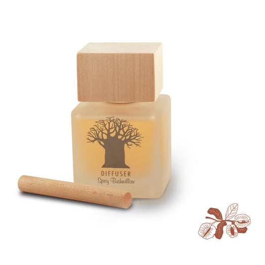 MOCKANA WOODEN TOP DIFFUSER 120ML SPICY BUSHWILLOW IN BLACK TUBE