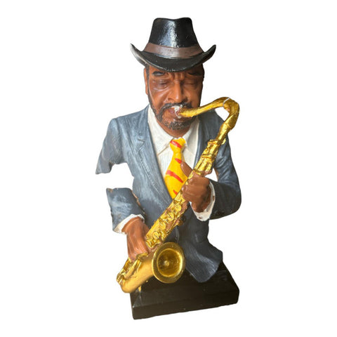 GREY JACKET GENTLEMAN PLAYING SAXOPHONE 24.5CM