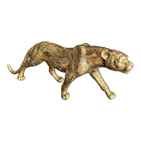 GOLD LEOPARD , FLOWER CARVINGS