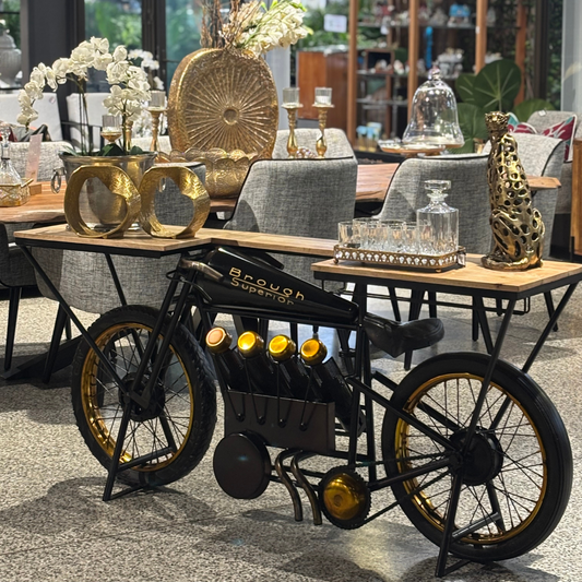 MOTORCYCLE BAR WITH SOLID WOOD TOPS