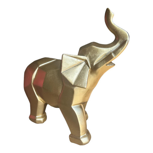 GOLD GEOMETRICAL ELEPHANT, CURLED TRUCK
