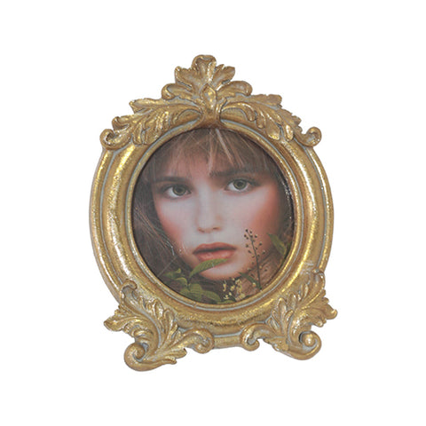 NOEL GOLD LEAF ROUND FRAME 12X10CM
