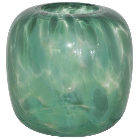 GREEN ART GLASS VASE 23CM