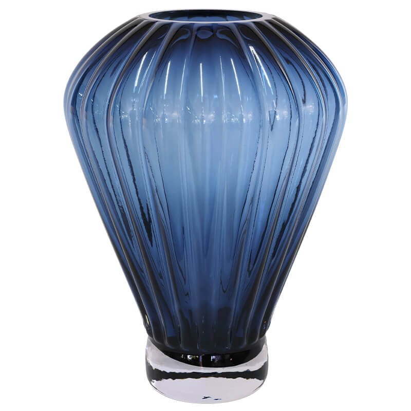 SKY BLUE  RIBBED VASE 30CM