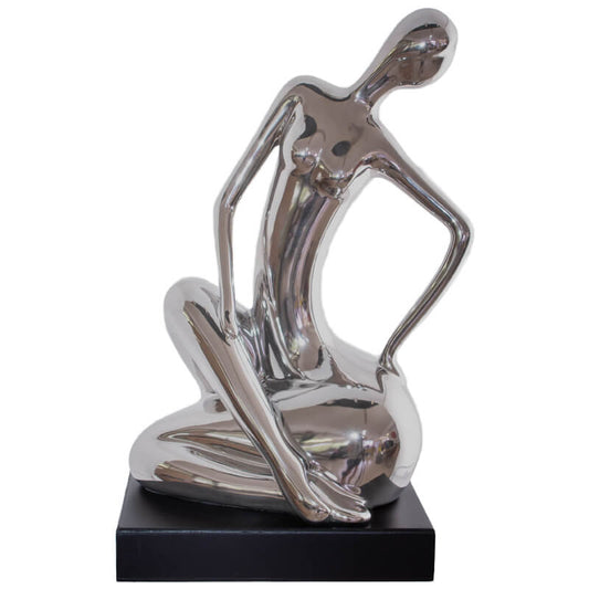SILVER FIGURINE SITTING 38X12X19CM