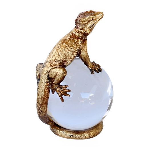 GOLD LIZZARD ON CRYSTAL BALL