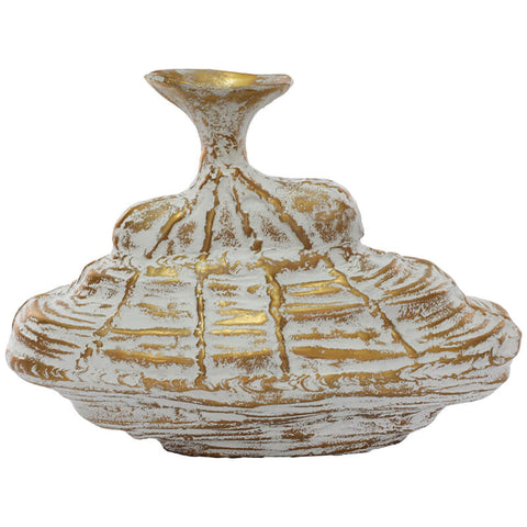 VASE OVAL GOLD/WHITE WASH