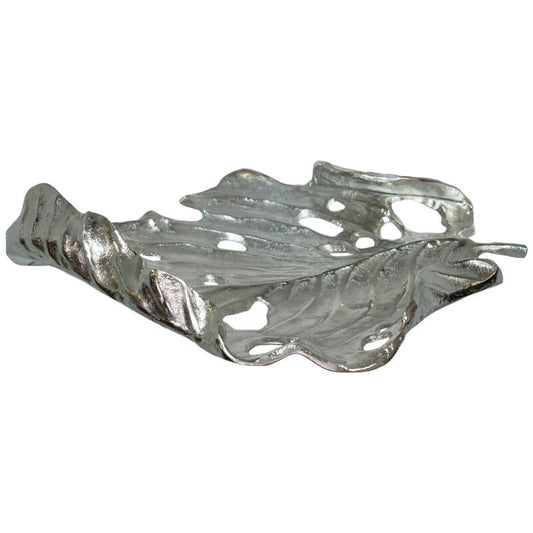 SILVER MONSTERIA  LEAF 42X30CM