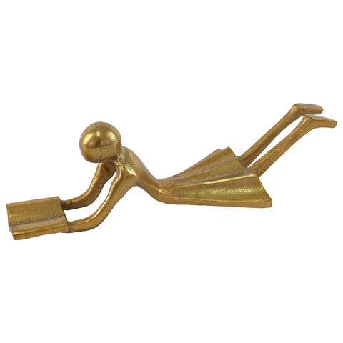 DECO GIRL READING GOLD 31X11X8CM