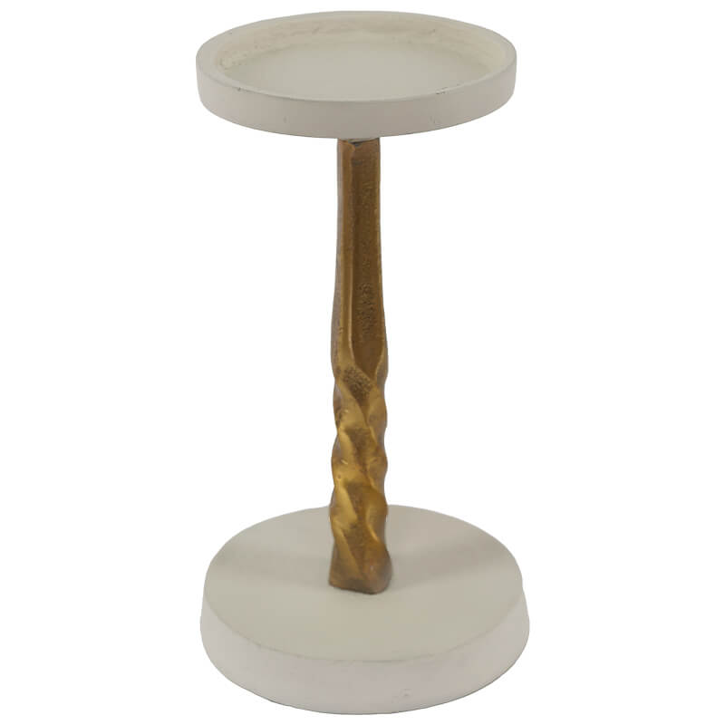 PILLAR CANDLE HOLDER GOLD/WHT 21