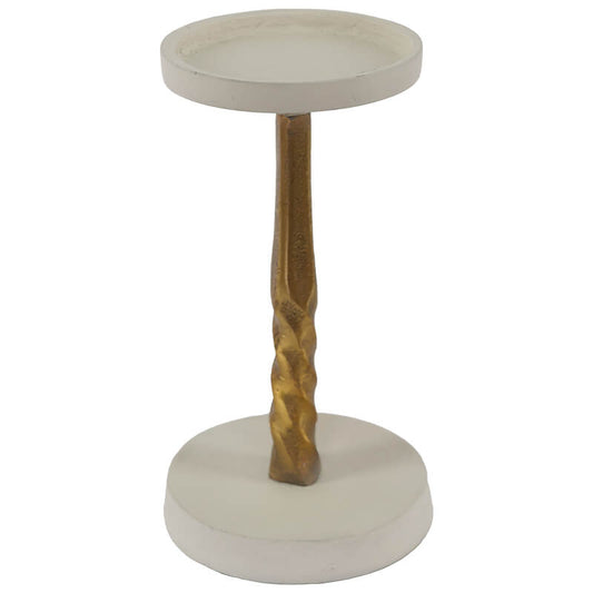 PILLAR CANDLE HOLDER GOLD/WHT 21