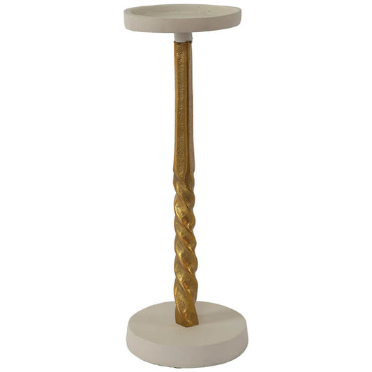 PILLAR CANDLE HOLDER GOLD/WHT 31