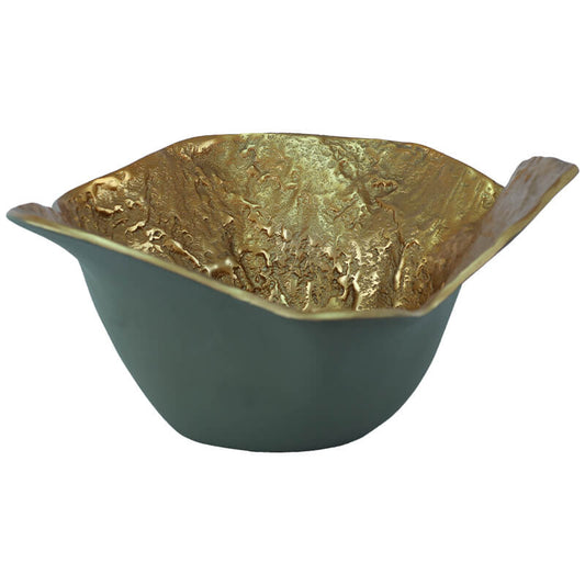GOLD/GREEN DECOR BOWL 32X30X16CM