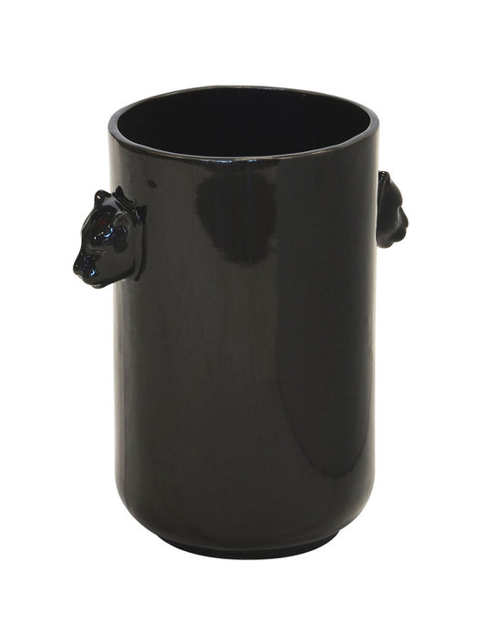 Y LEOPARD VOTIVE HANDLES BLACK TALL