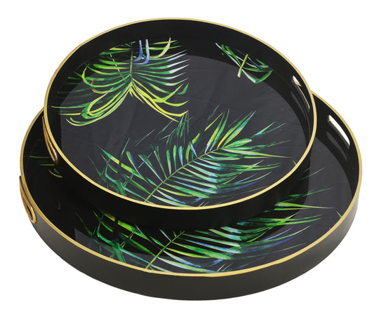 Z GLASS TRAY BAMBOO PALM XLARGE