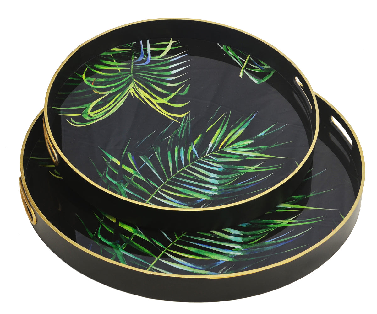 Z GLASS TRAY BAMBOO PALM LARGE