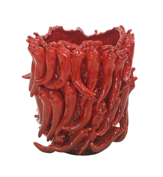 CERAMIC CHILI VASE RED LARGE